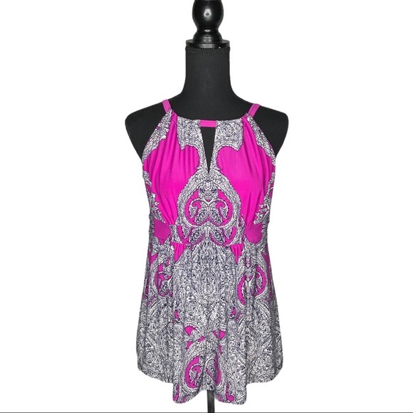 INC International Concepts Tops - Purple Cut Out Paisley Halter Tank Top Size Medium